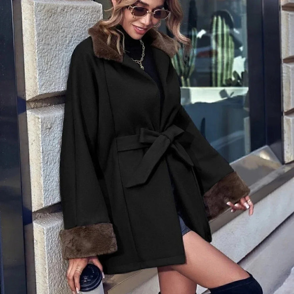 Black Preppy Womens Overcoat - Picture 1 of 5